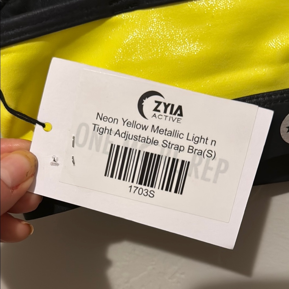 ZYIA Neon Yellow and Black Light n Tight Sports Bra Small - Picture 6 of 6